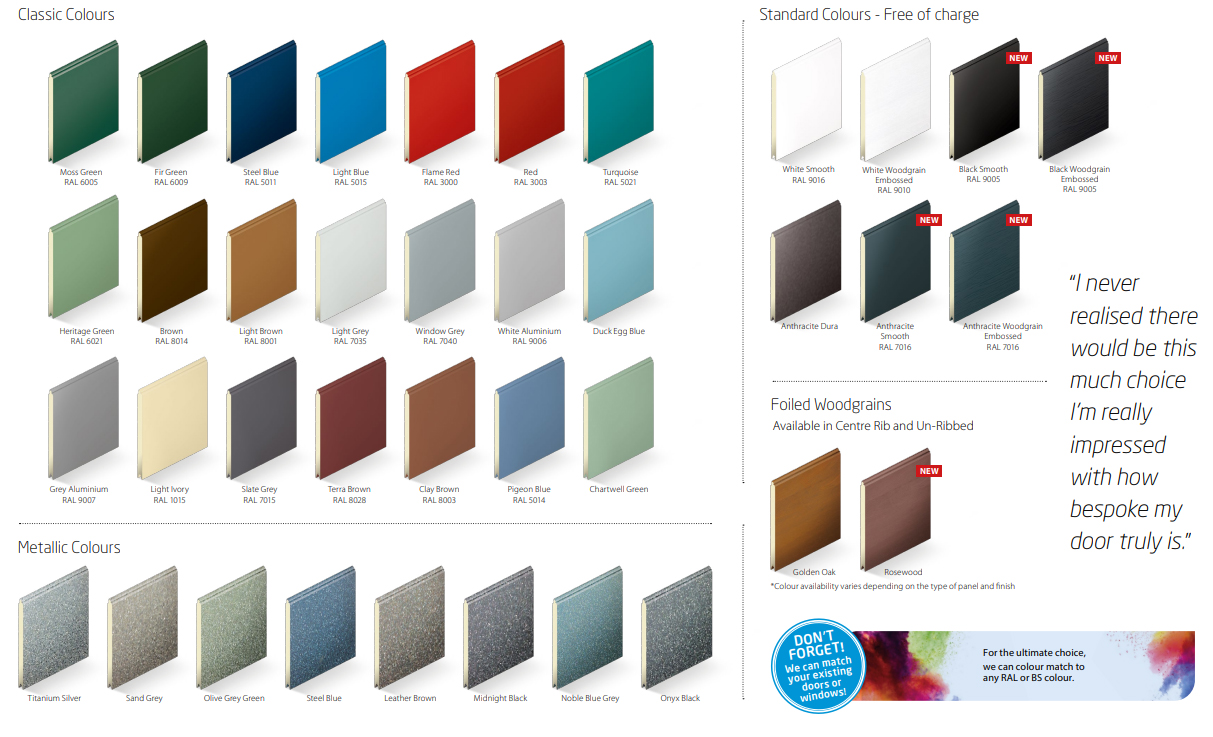 Colour Options for SeceuroGlide Sectional Doors