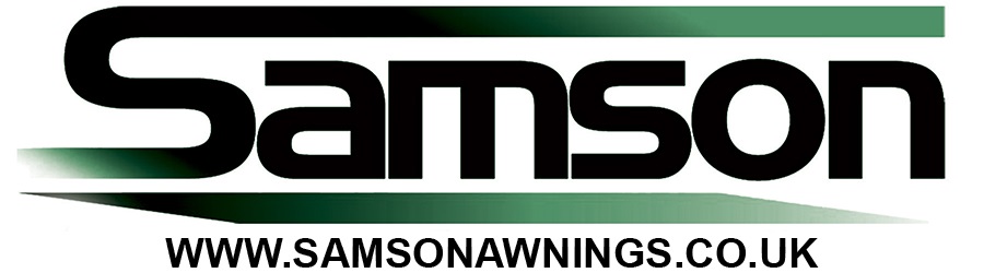Samson Awnings logo with URL www.samsonawnings.co.uk