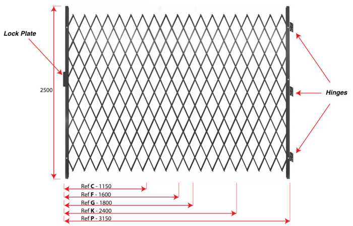 2500mm high wall fix trackless grille