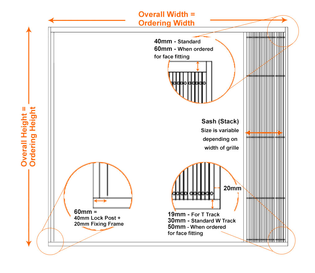 seceuroguard retractable security grille ordering dimensions