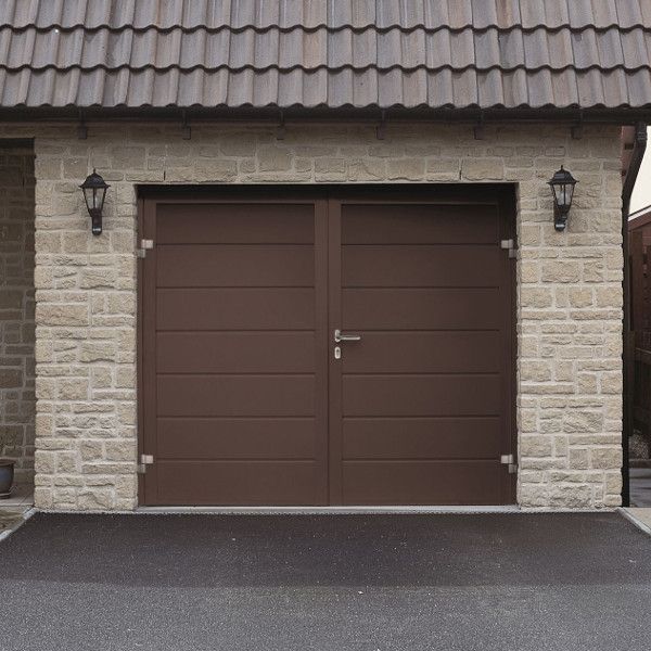 Hormann Hormann Nt60 M Ribbed Sandgrain Ral Colour Side Hinged Steel Side Hinged Garage Doors