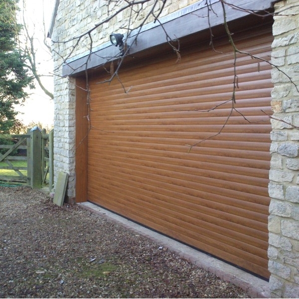 Roller Door with No Hood and Laminate Woodgrain Finish Gliderol