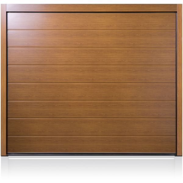 Carteck Carteck Centre Ribbed Wood Design Steel Sectional Garage Doors